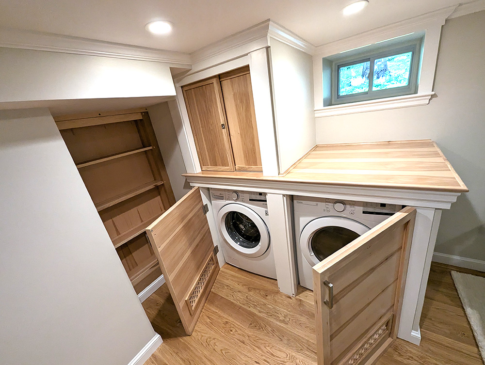 custom wood finish basement
